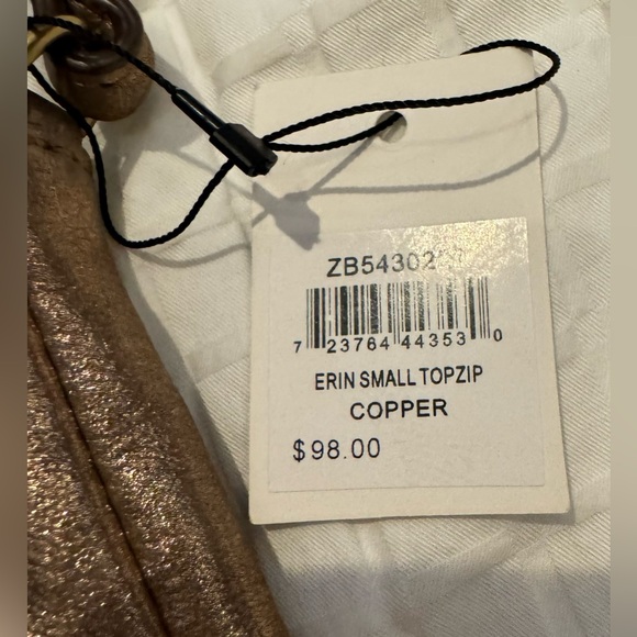 FOSSIL Erin Small Top Zip Crossbody Bag Handbag Copper Rose Gold Metallic NWT - Picture 12 of 12